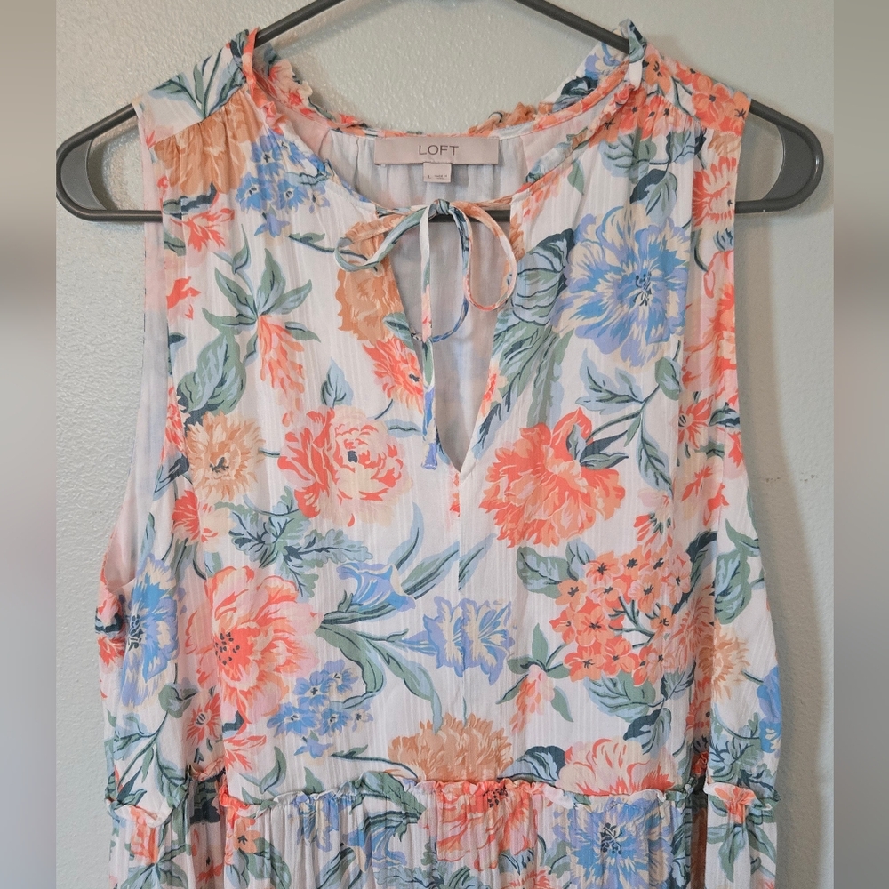 LOFT Floral Maxi Dress - Blue, Orange, Green